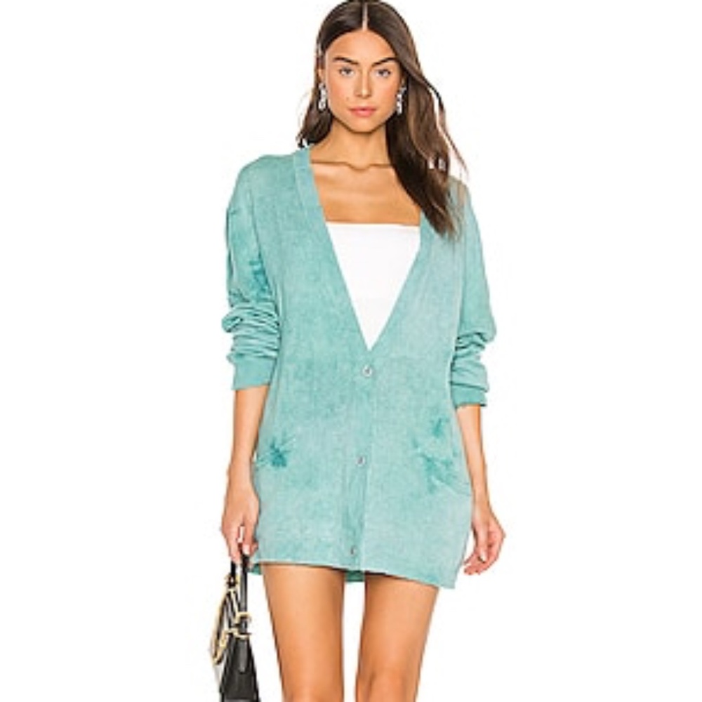 RtA Ella 100% Cashmere Long Cardigan in Mint Cloud | XS | NWT